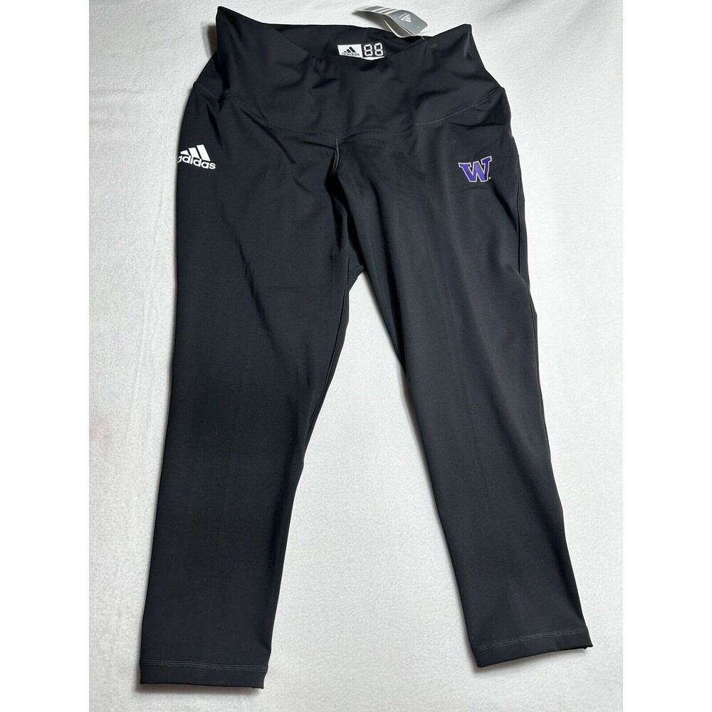 Washington Huskies Adidas Leggings Womens 2X Black Track Yoga Pants NCAA Gym NWT